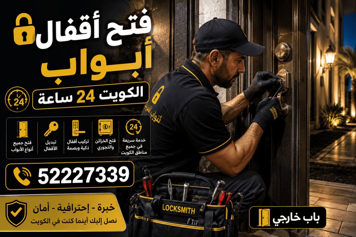 فتح قفل باب خارجي الكويت 24 ساعة | فتح أقفال المداخل