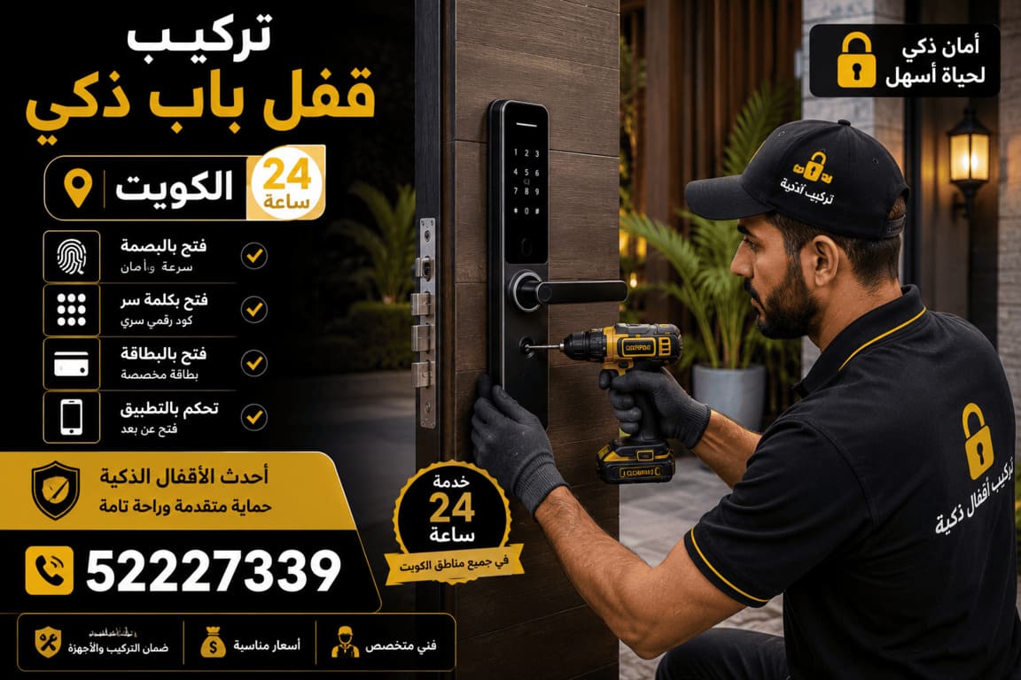 تركيب قفل باب ذكي الكويت 24 ساعة | Smart Lock للأبواب