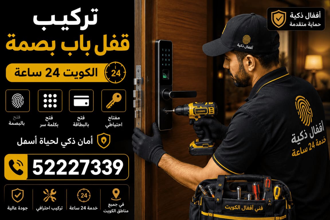 تركيب قفل باب بصمة الكويت 24 ساعة | أقفال بصمة ذكية