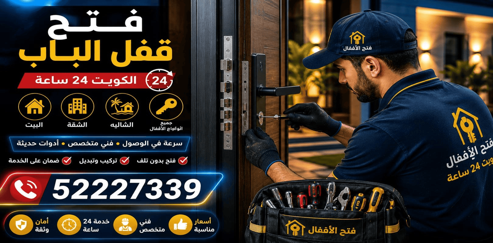 تركيب قفل باب ألمنيوم في الكويت