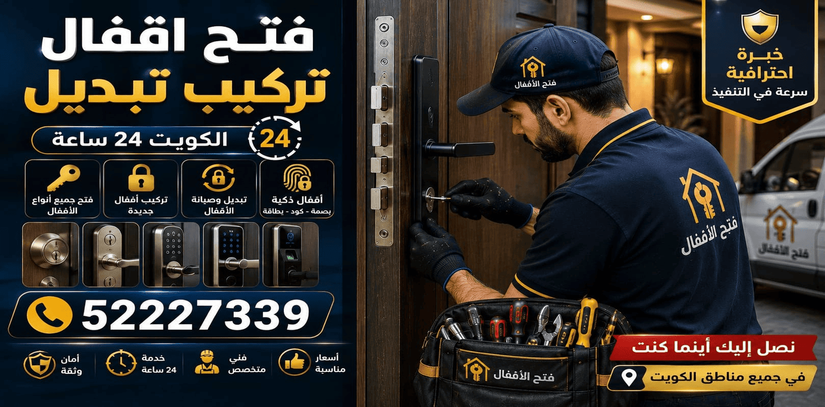 فتح أقفال أبواب جنوب السرة 24 ساعة | فني أقفال متنقل 52227339